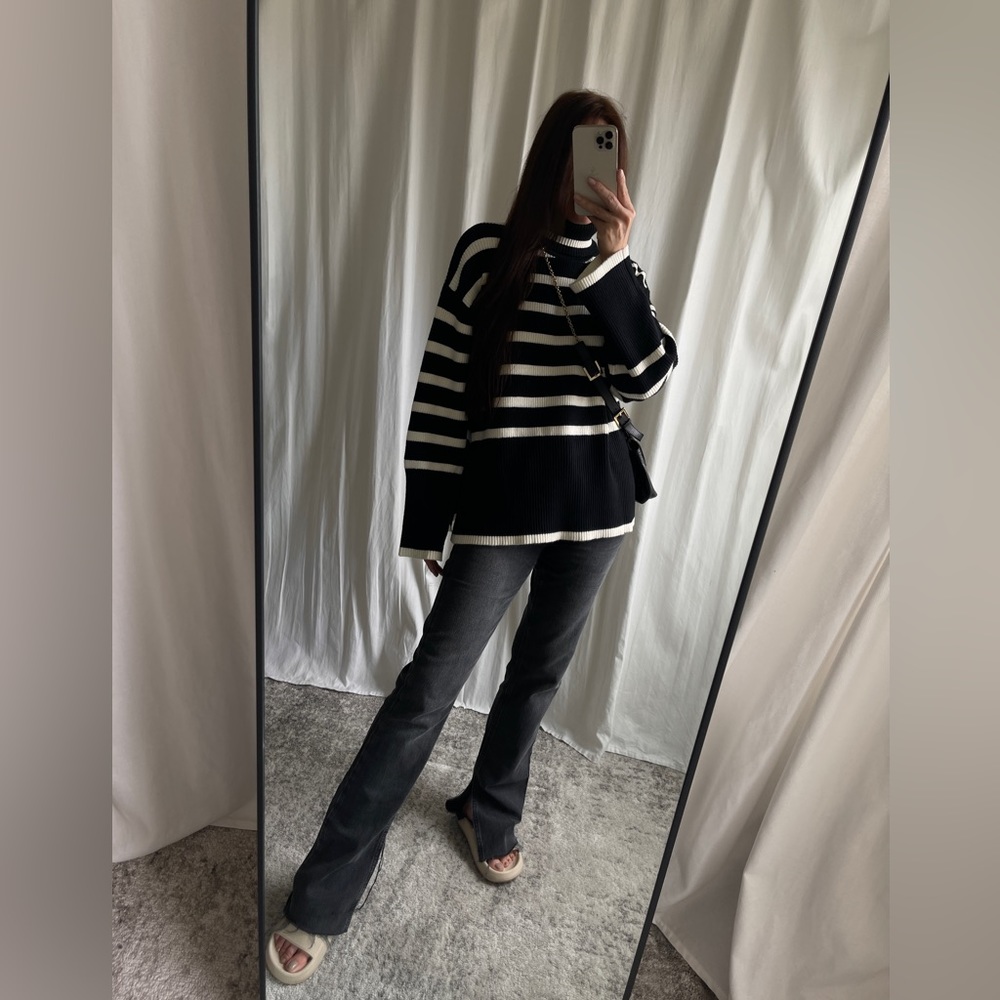 SYLVIE STRIPED SWEATER — In Black - Picture 8 of 9